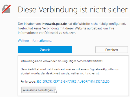 Diese Verbindung ist nicht sicher Diese Verbindung ist nicht sicher